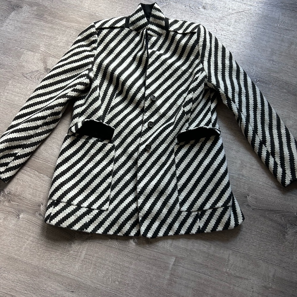 Chic Black and White Striped Blazer